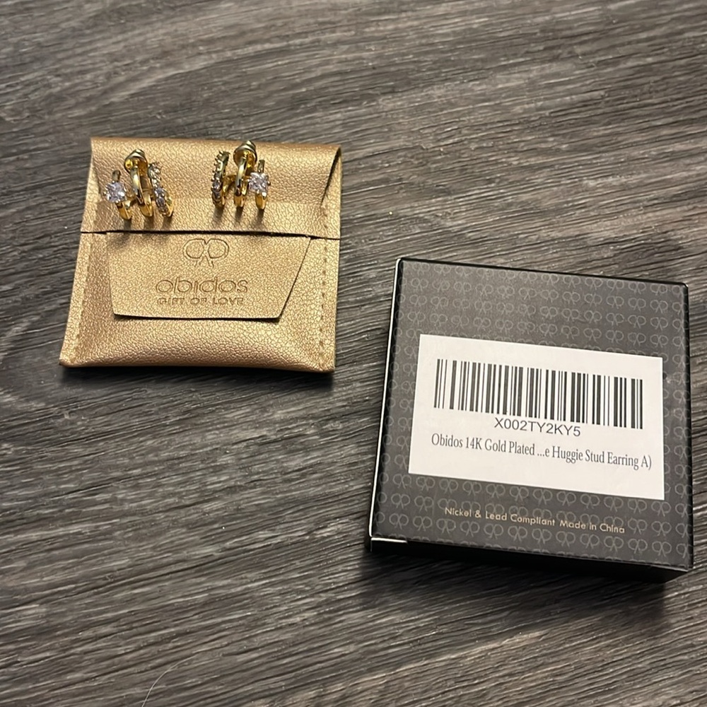 14K Gold Plated Huggie Stud Earring
